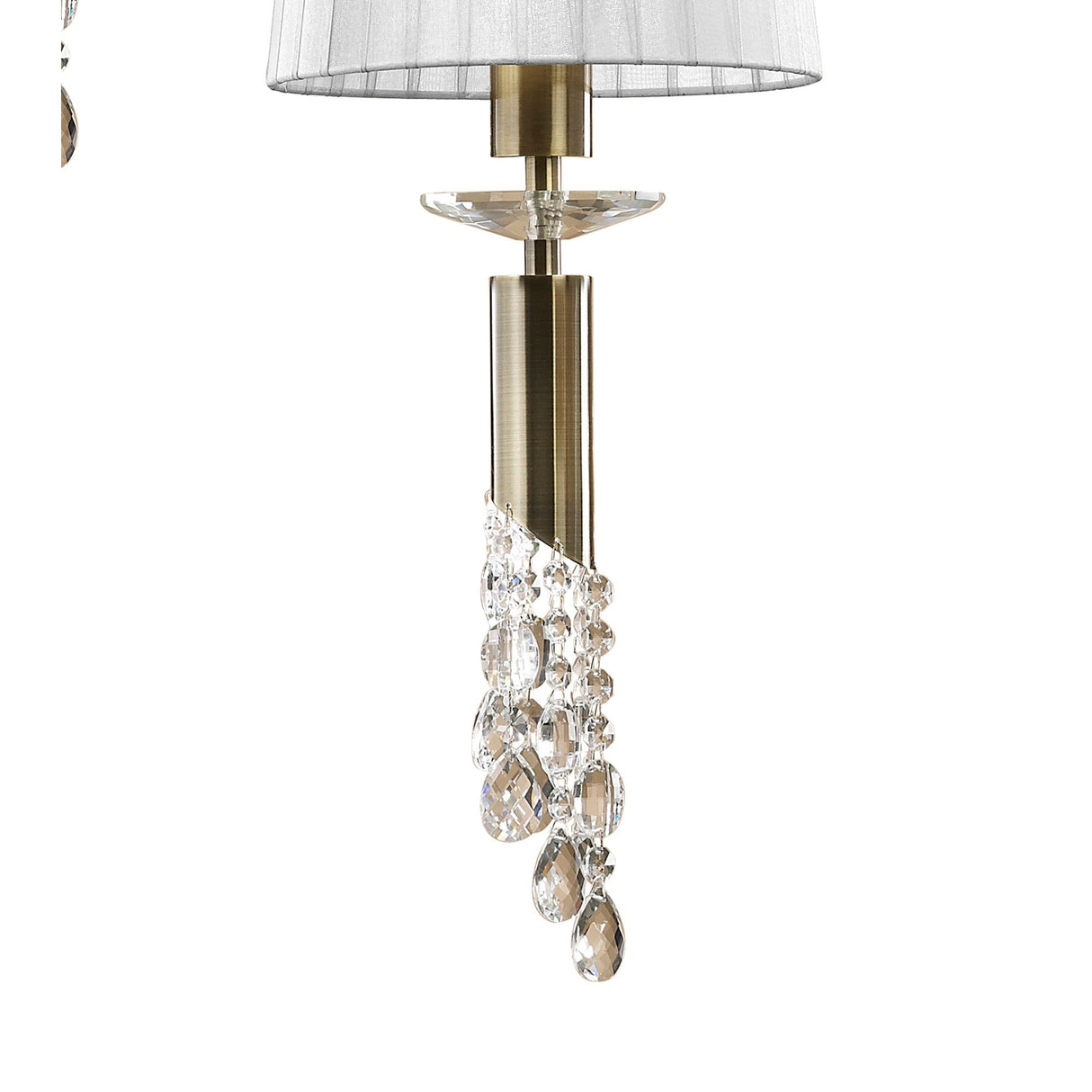 Tiffany 5 Light Crystal Cluster Pendant Light - Brass With White Shades
