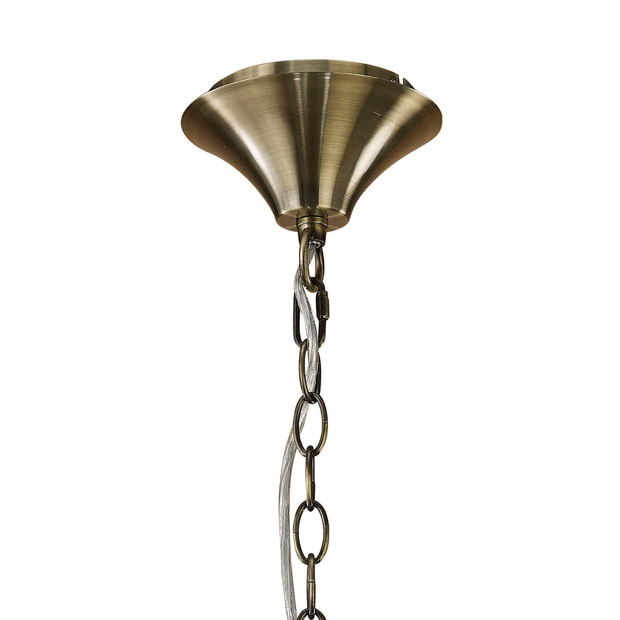 Tiffany 6 Light Crystal Pendant Light – Antique Brass With Cream Shade