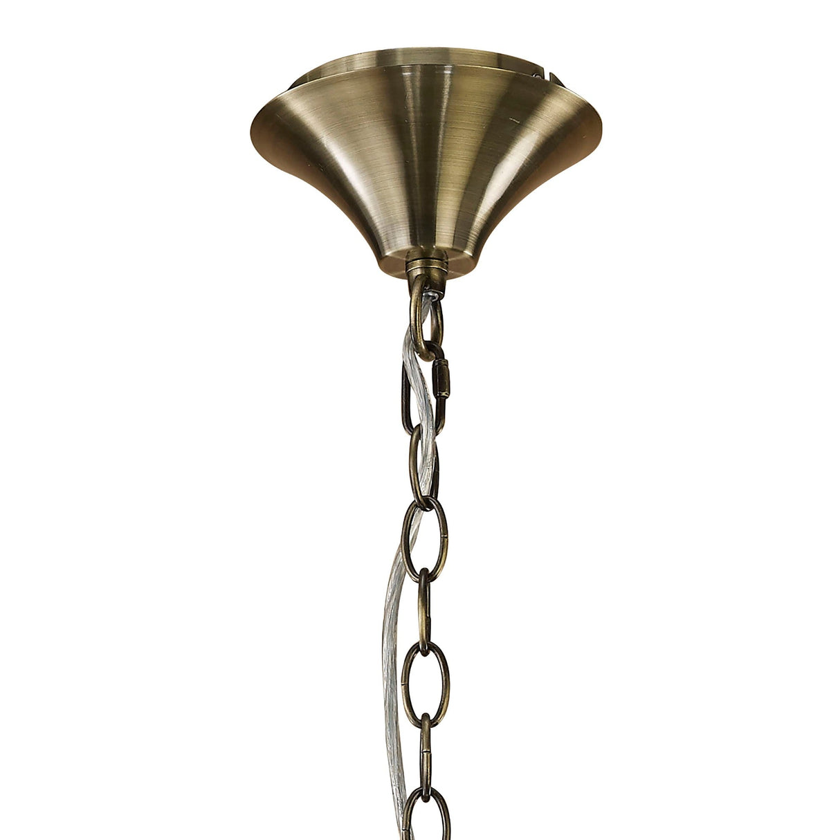 Tiffany 6 Light Crystal Pendant Light – Antique Brass With White Shade