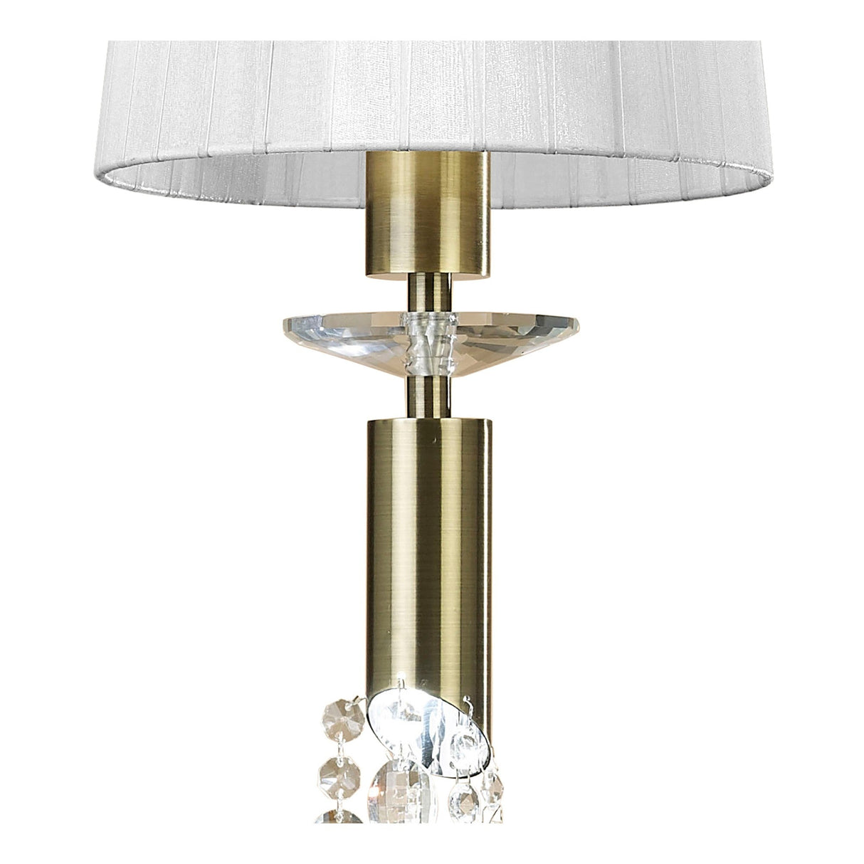 Tiffany 2 Light Crystal Pendant Light – Antique Brass With White Shade