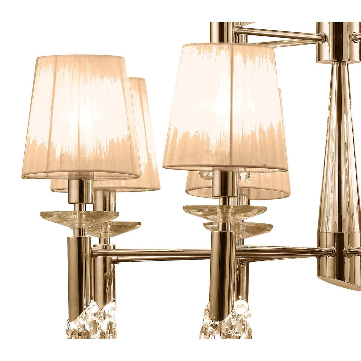 Tiffany 2 Tier 24 Light Crystal Chandelier - Gold With Bronze Shades