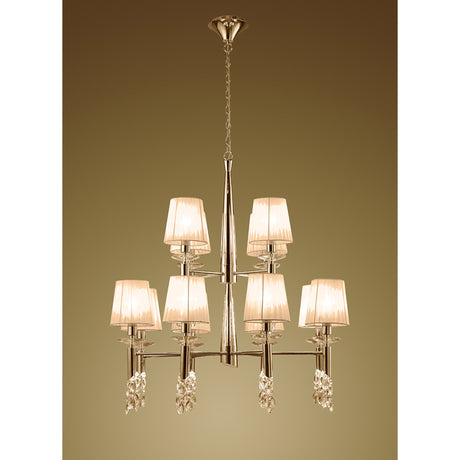 Tiffany 2 Tier 24 Light Crystal Chandelier - Gold With Bronze Shades