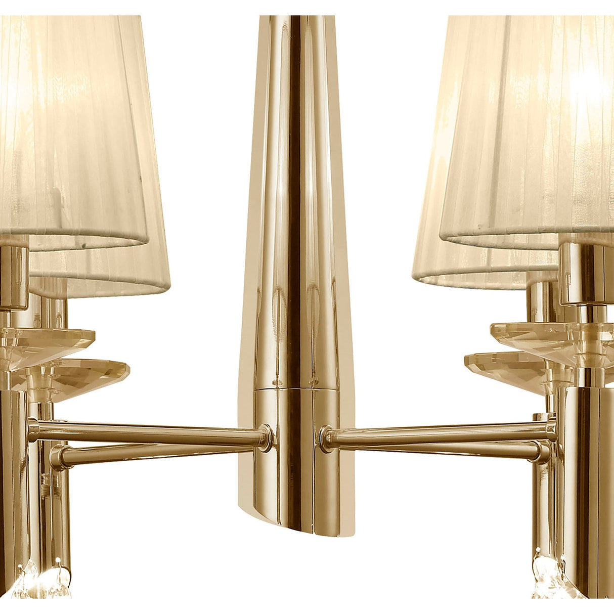 Tiffany 8 Light Crystal Chandelier - Gold With Cream Shades