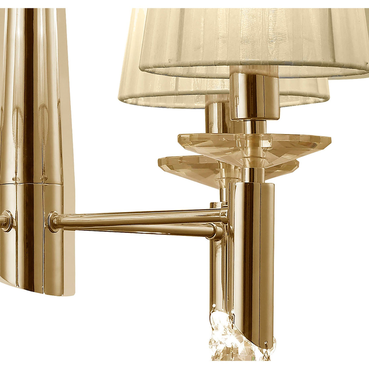 Tiffany 8 Light Crystal Chandelier - Gold With Cream Shades