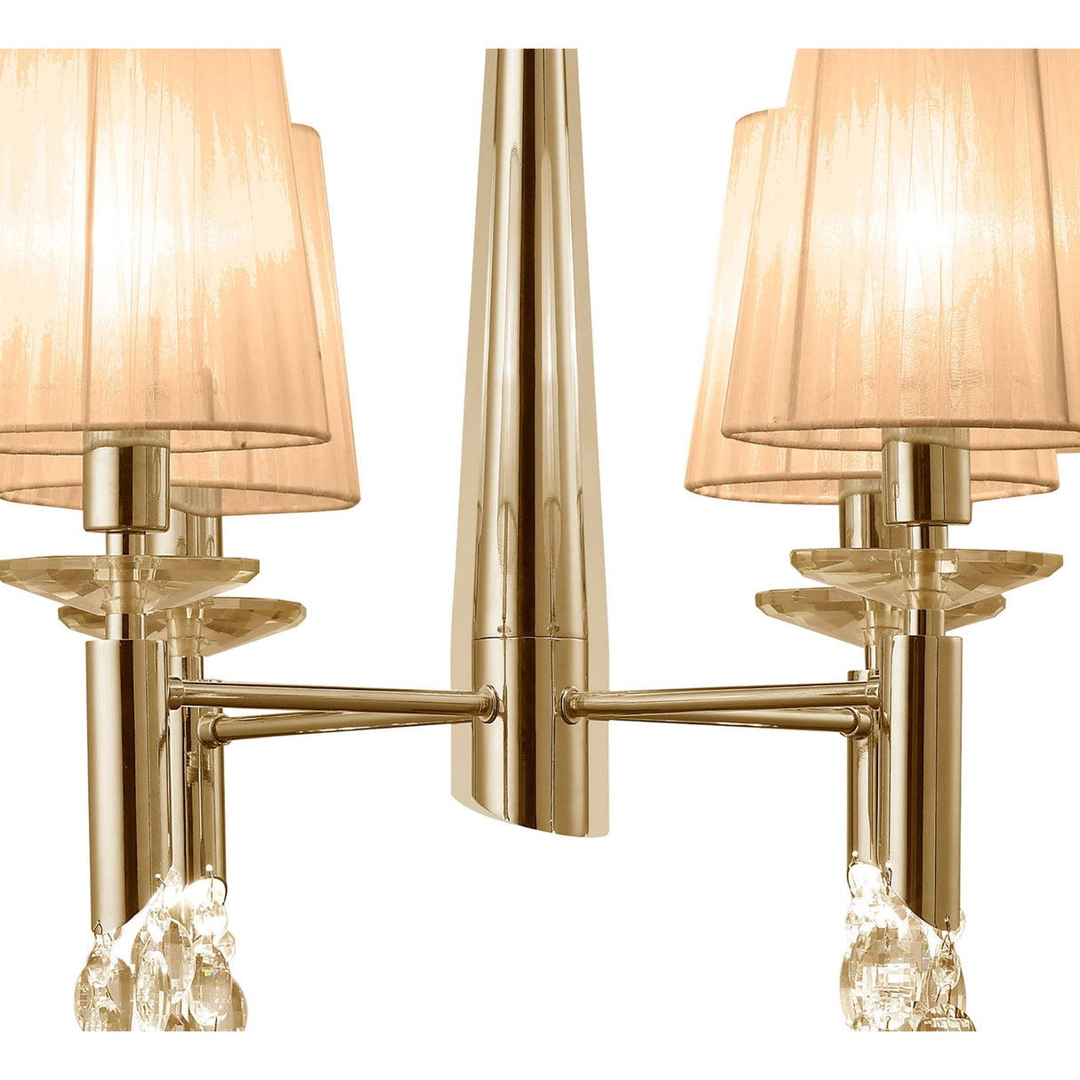 Tiffany 8 Light Crystal Chandelier - Gold With Bronze Shades