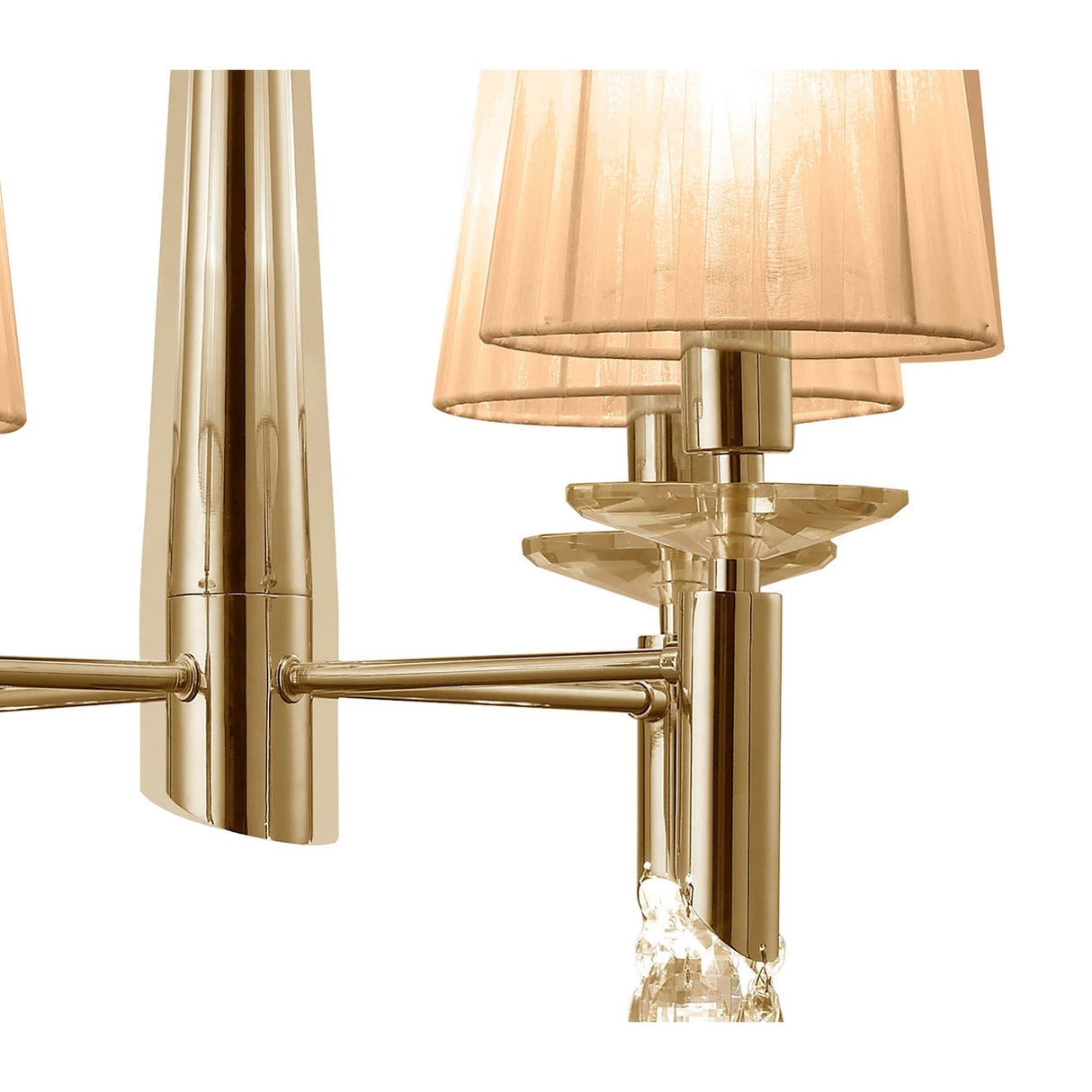 Tiffany 8 Light Crystal Chandelier - Gold With Bronze Shades