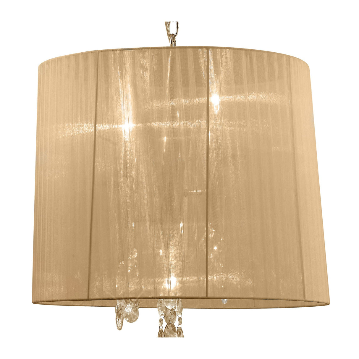 Tiffany 6 Light Crystal Pendant Light – French Gold With Soft Bronze Shade