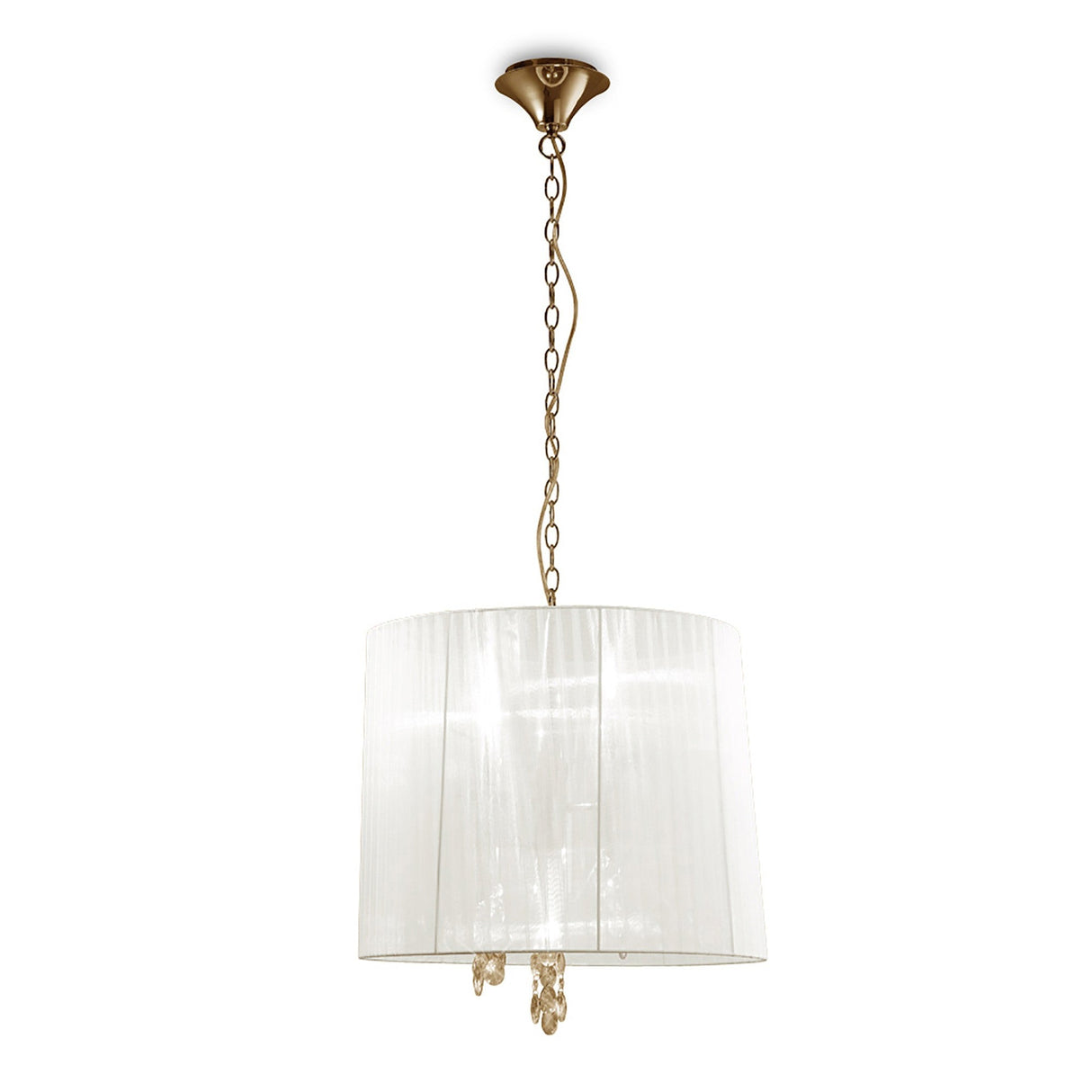 Tiffany 6 Light Crystal Pendant Light – French Gold With White Shade