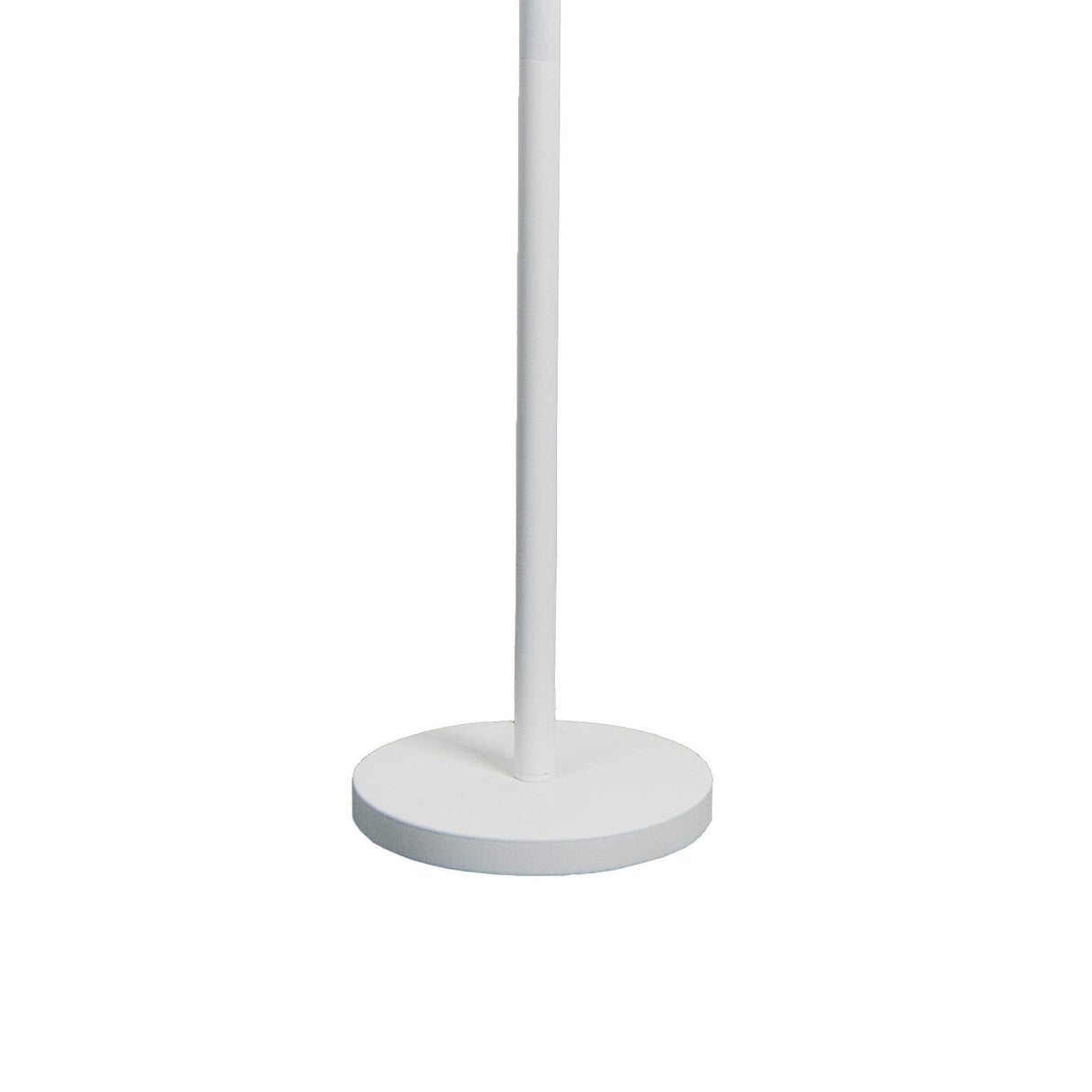 A close-up of the Tina LED Floor Lamp 12W 3000K in White & Black highlights its slim pole and flat round base against a plain white background—an ideal modern choice for adding ambient lighting to any space.