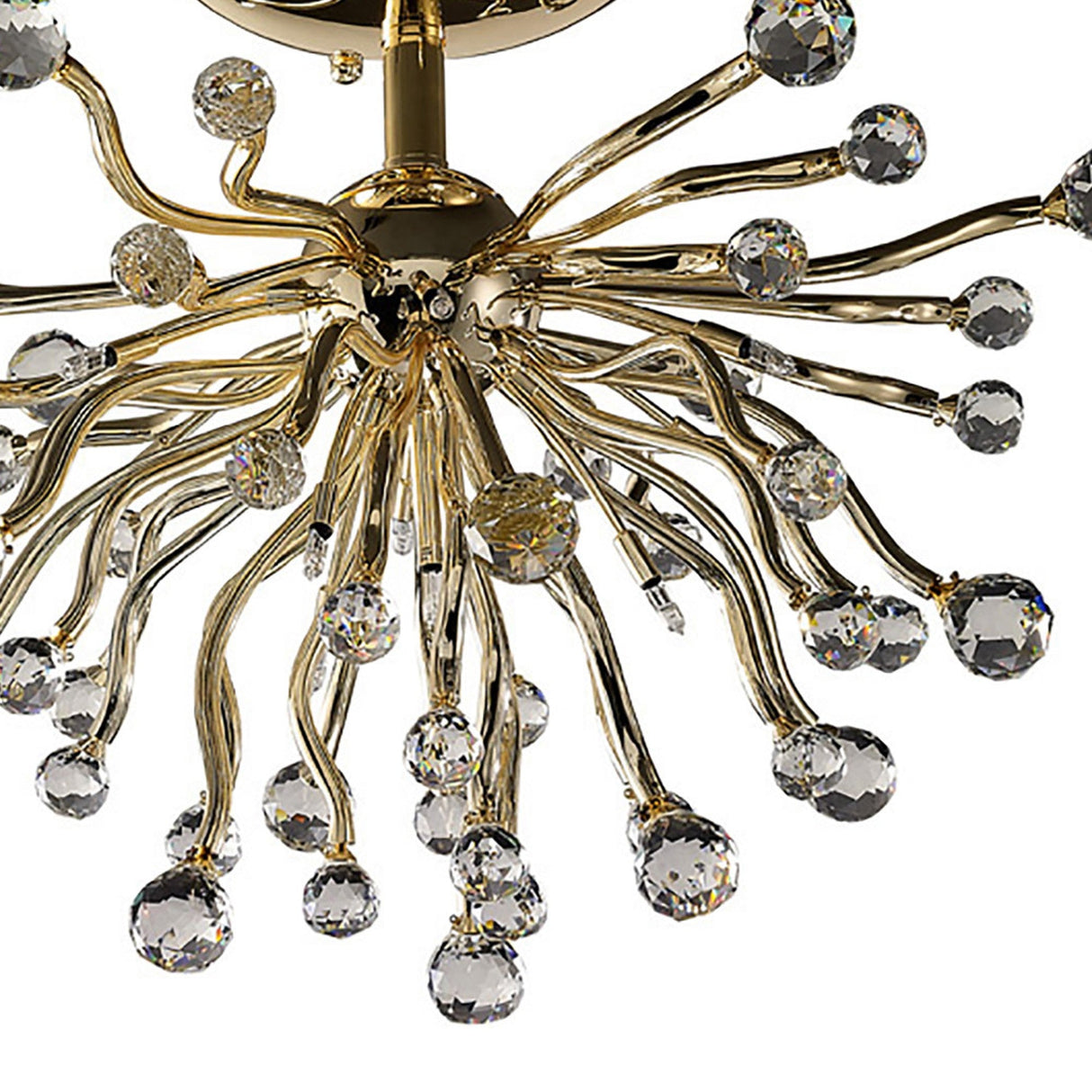 Tizio 10 Light Crystal Semi-Flush Ceiling Light – French Gold