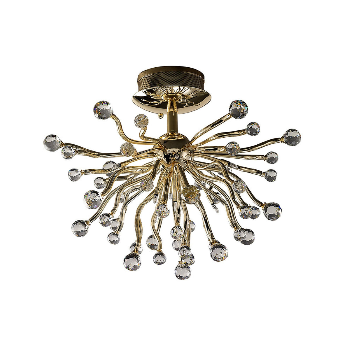 Tizio 10 Light Crystal Semi-Flush Ceiling Light – French Gold