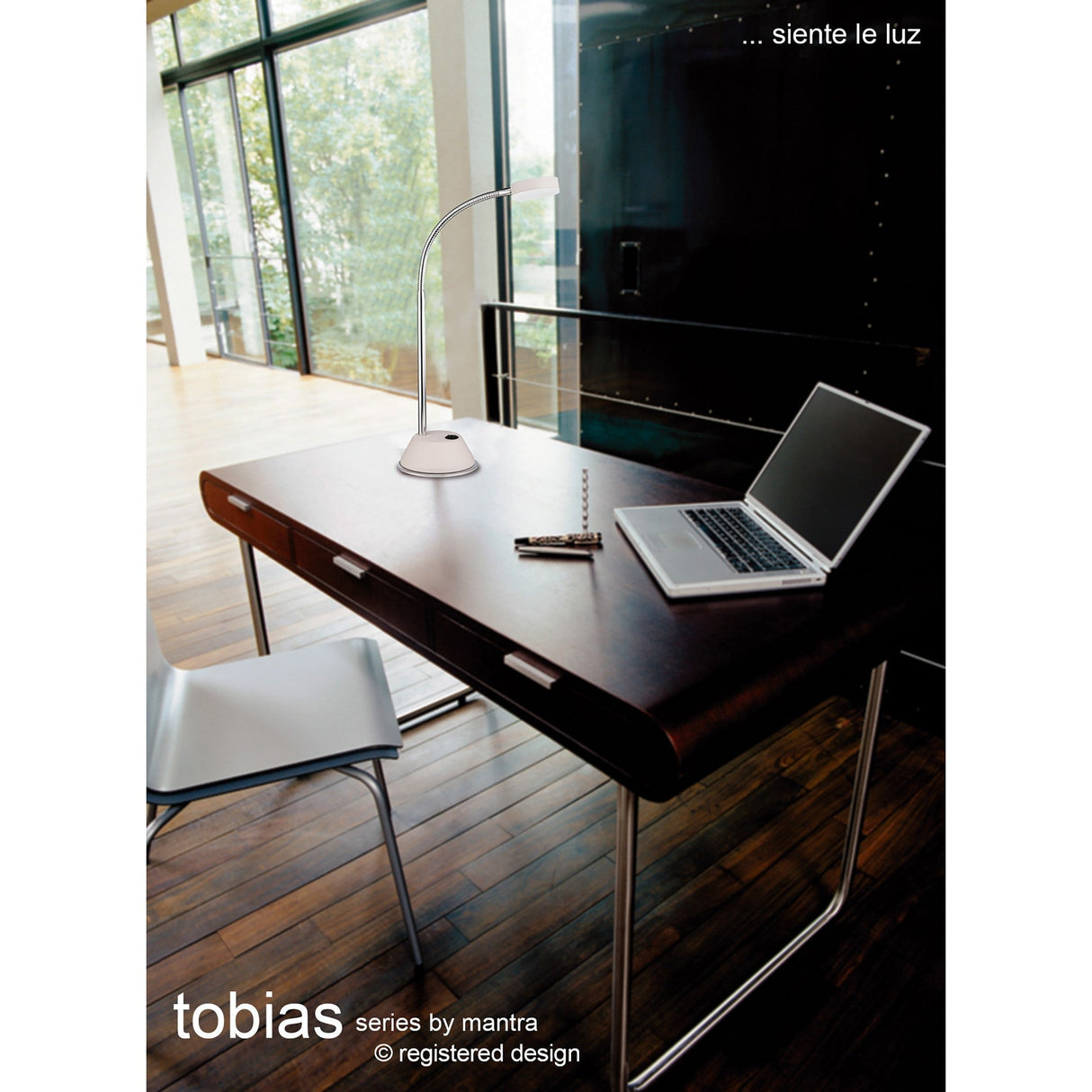 Tobias LED Table Lamp 3W 3000K - Matt White/Polished Chrome