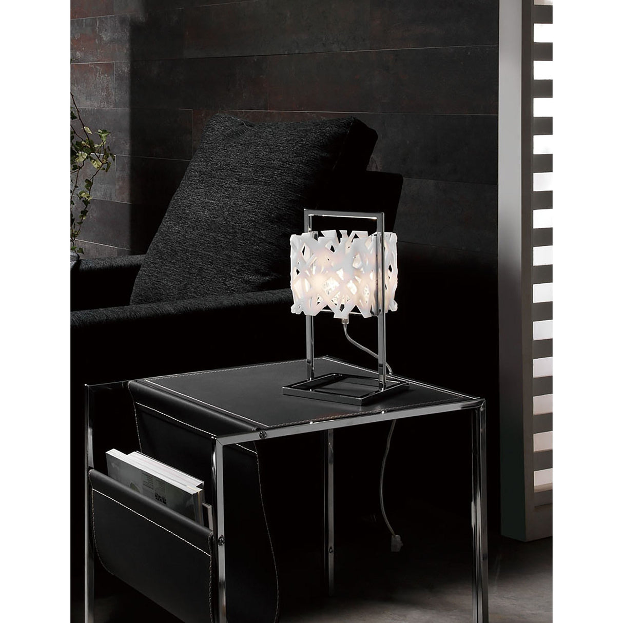 Tokio 1 Light Table Lamp - Polished Chrome/Gloss White