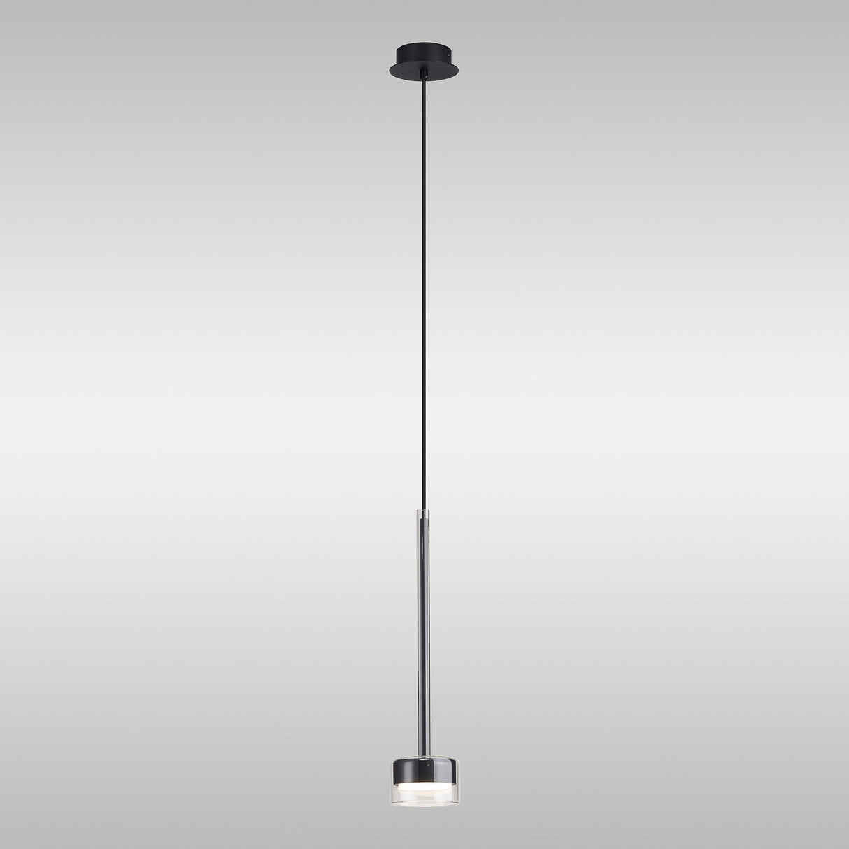 Tonic Dimmable LED Glass Pendant Light 12W 3000K - Clear & Black