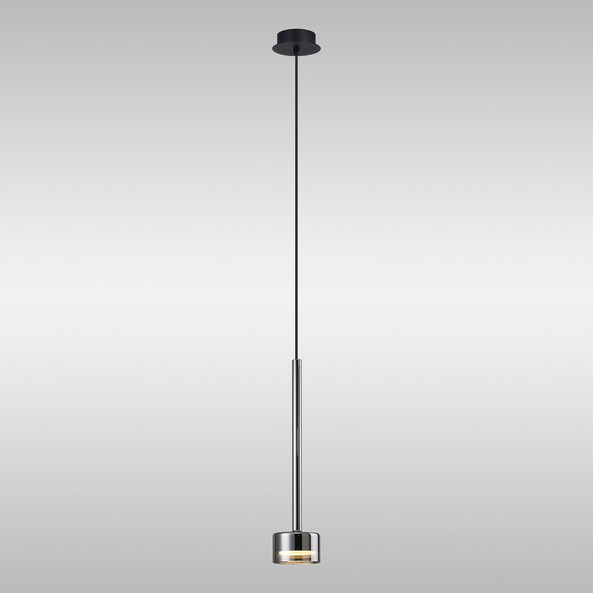 Tonic Dimmable LED Glass Pendant Light 12W 2700K - Chrome & Black