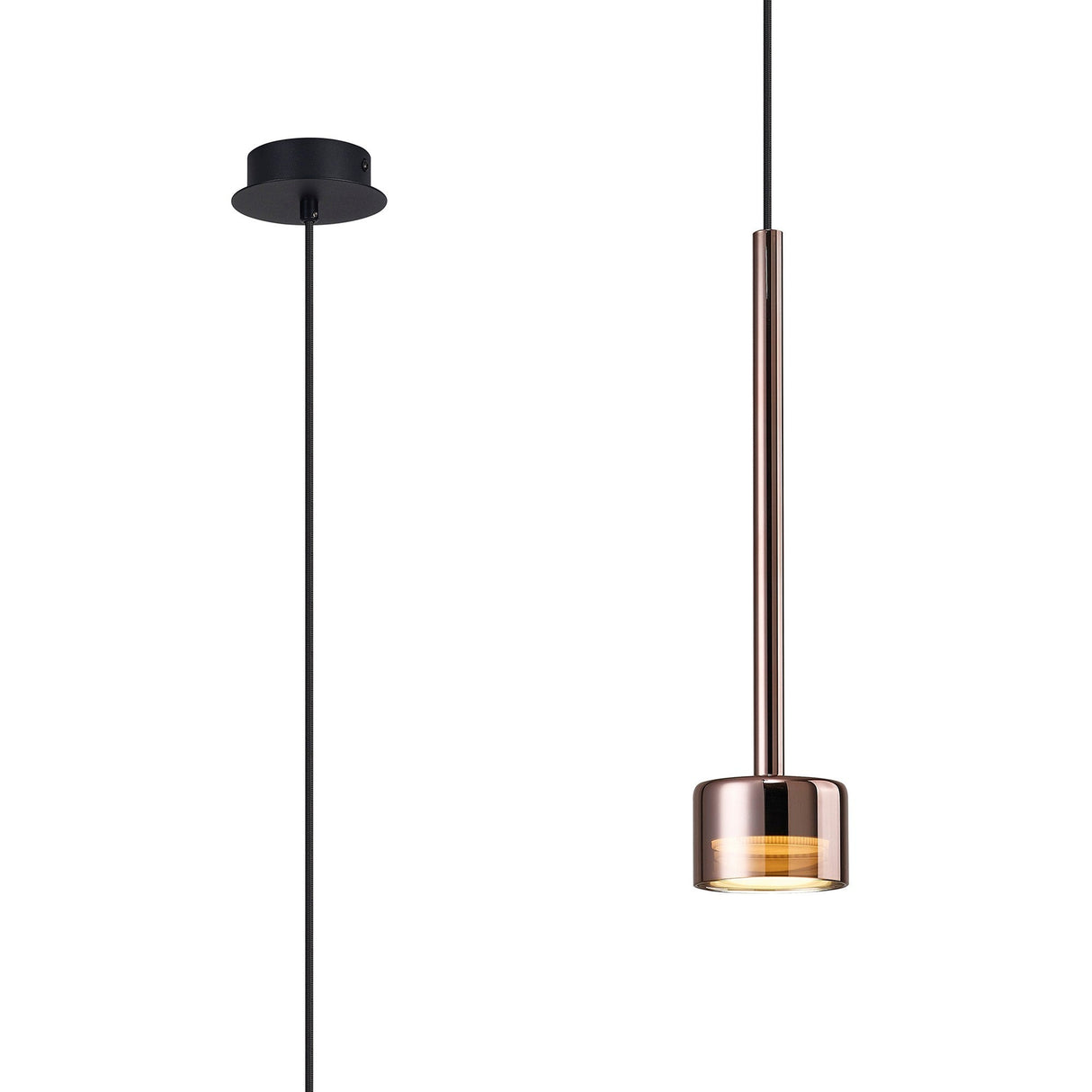 Tonic Dimmable LED Glass Pendant Light 12W 2700K - Copper & Black