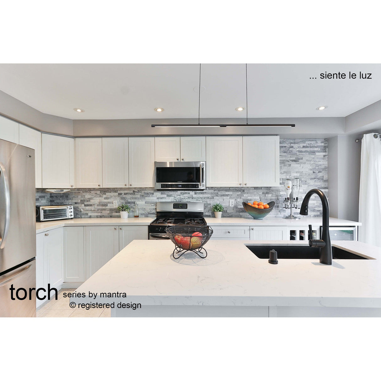 Torch LED Linear Suspension Light 22W 3000K - Sand Black