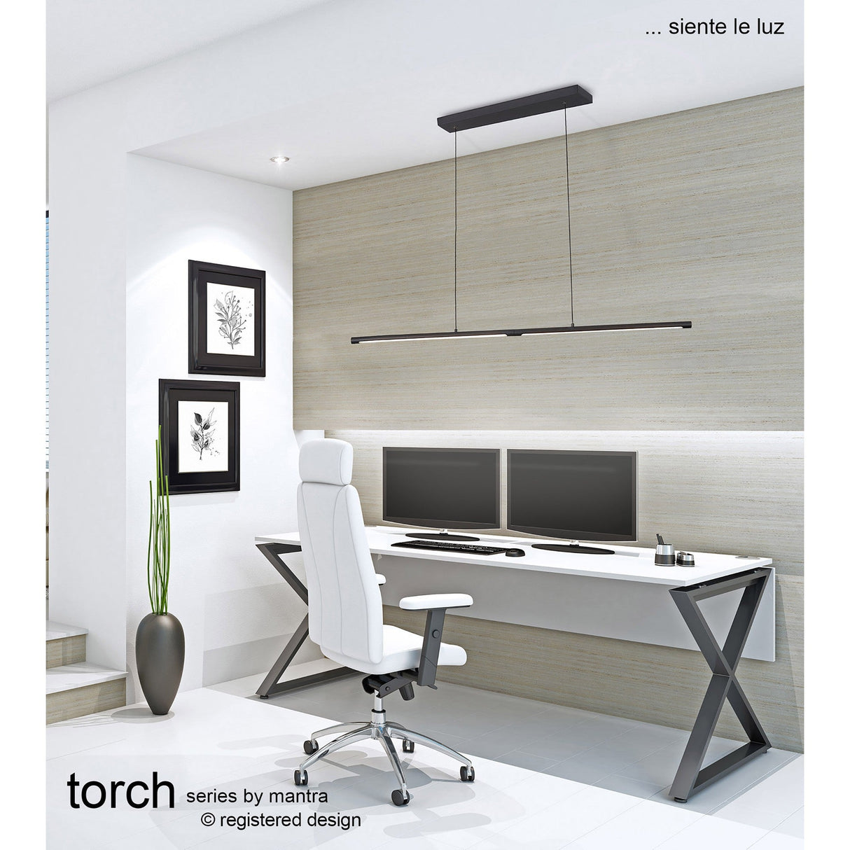 Torch LED Linear Suspension Light 22W 3000K - Sand Black