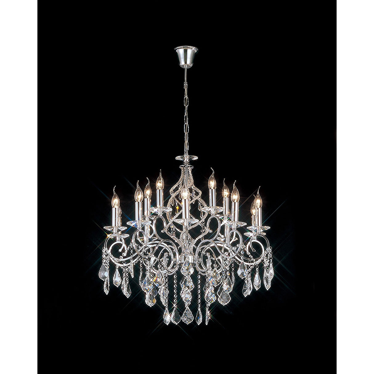 Torino 73cm 15 Light Crystal Chandelier - Polished Chrome