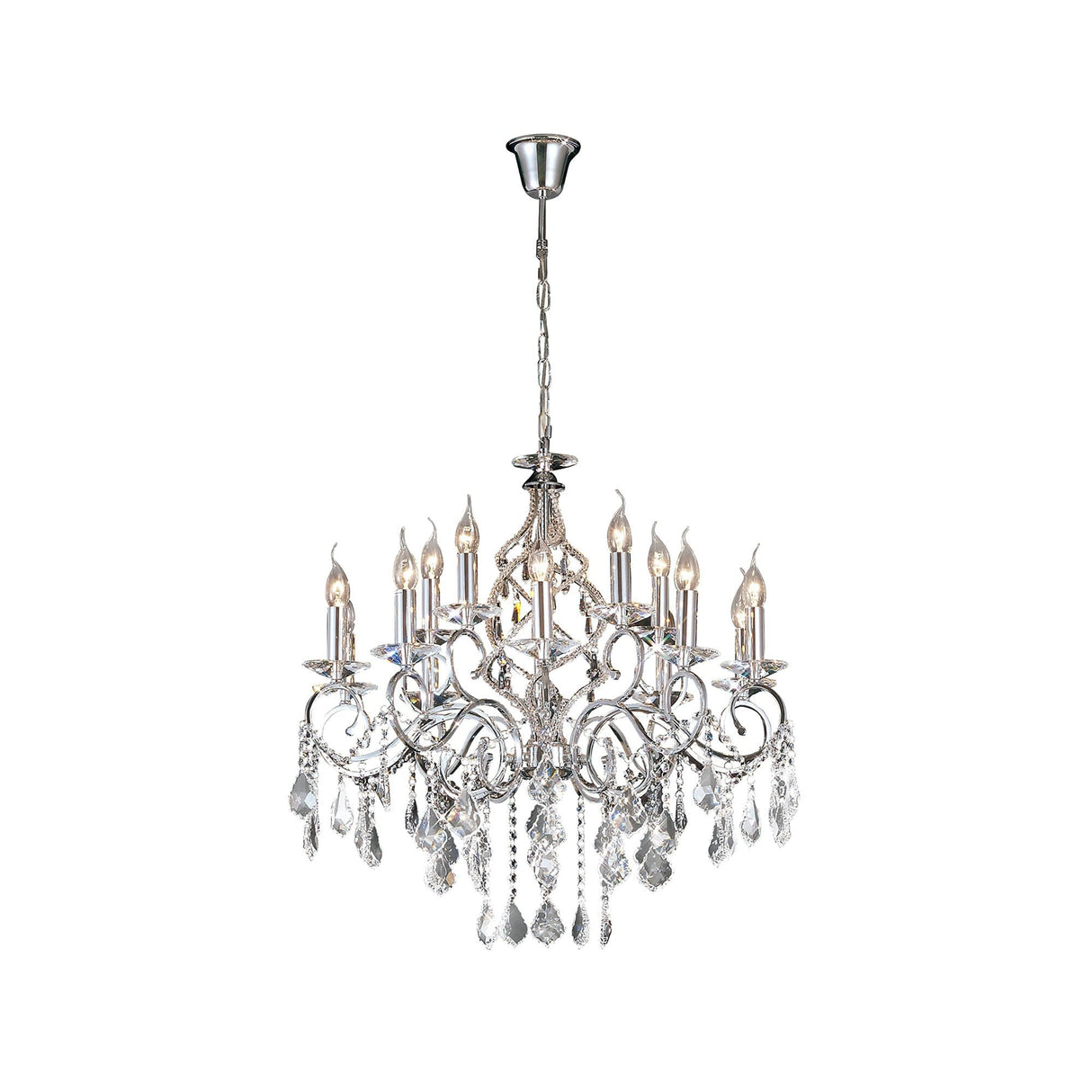 Torino 73cm 15 Light Crystal Chandelier - Polished Chrome