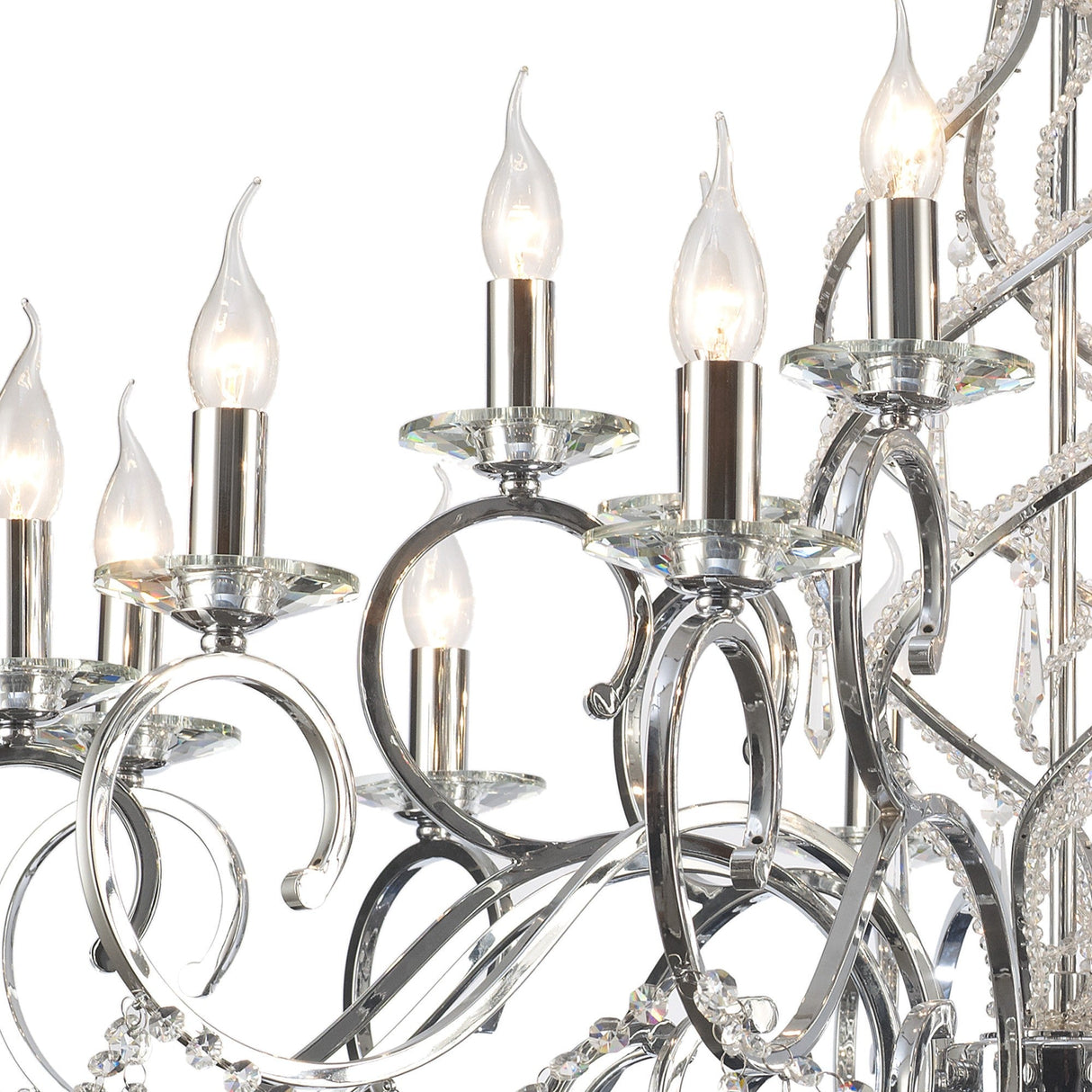 Torino 100cm 18 Light Crystal Chandelier - Polished Chrome