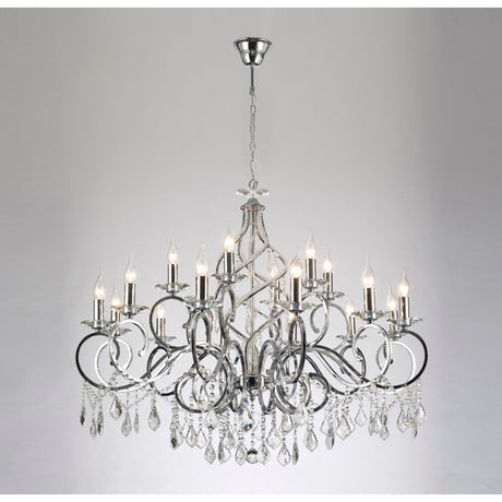 Torino 100cm 18 Light Crystal Chandelier - Polished Chrome