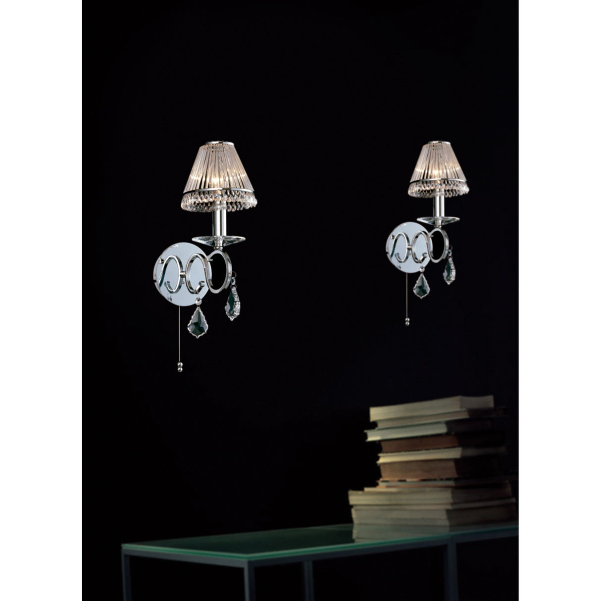 Torino 1 Light Crystal Wall Light With Switch - Chrome