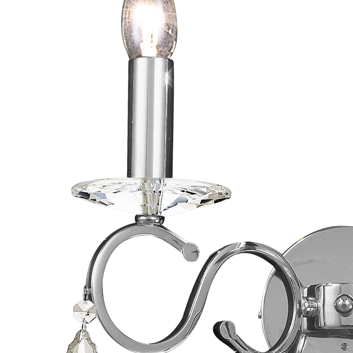 Torino 2 Light Crystal Wall Light With Switch - Chrome