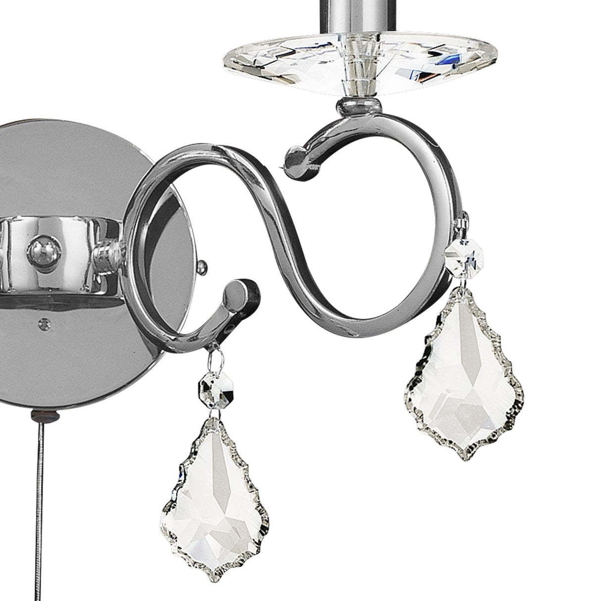 Torino 2 Light Crystal Wall Light With Switch - Chrome