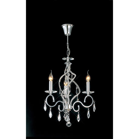 Torino 46cm 3 Light Crystal Chandelier - Polished Chrome