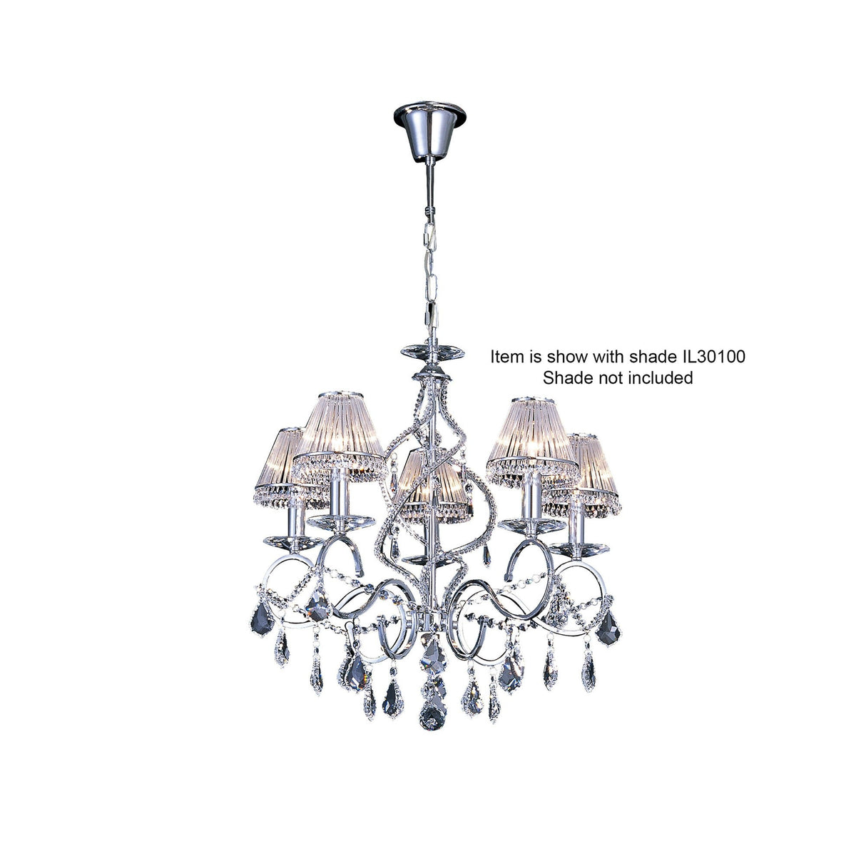 Torino 58cm 5 Light Crystal Chandelier - Polished Chrome