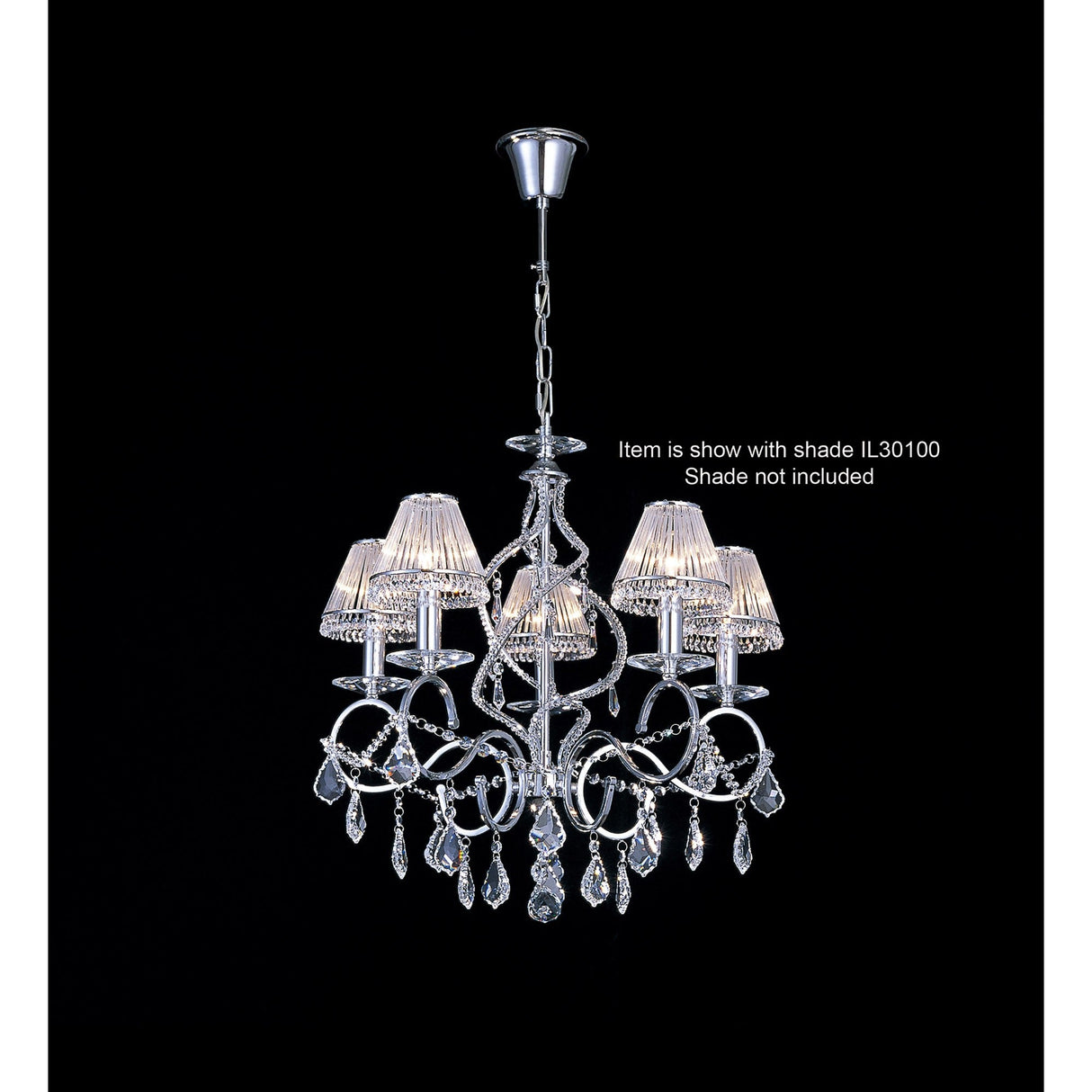 Torino 58cm 5 Light Crystal Chandelier - Polished Chrome