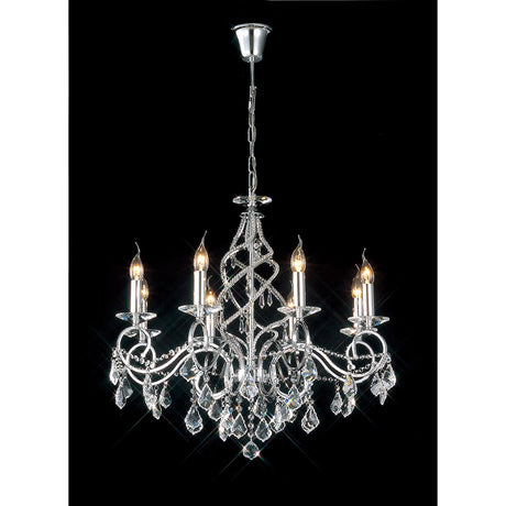 Torino 74cm 8 Light Crystal Chandelier - Polished Chrome