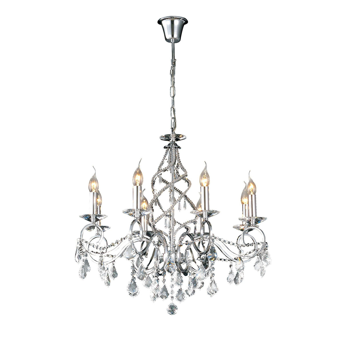 Torino 74cm 8 Light Crystal Chandelier - Polished Chrome