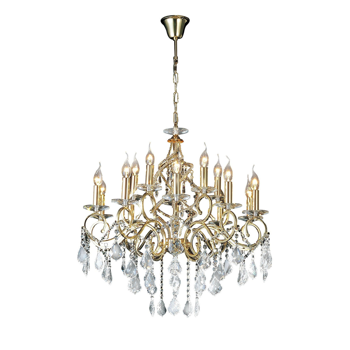 Torino 73cm 15 Light Crystal Chandelier - French Gold