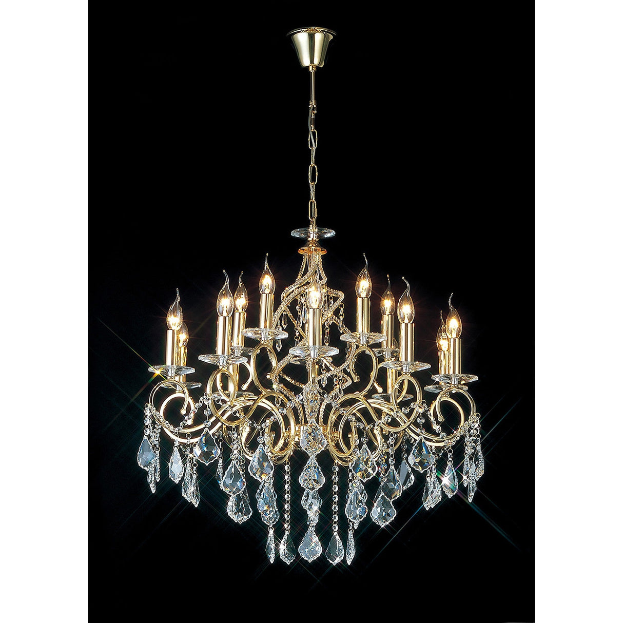 Torino 73cm 15 Light Crystal Chandelier - French Gold
