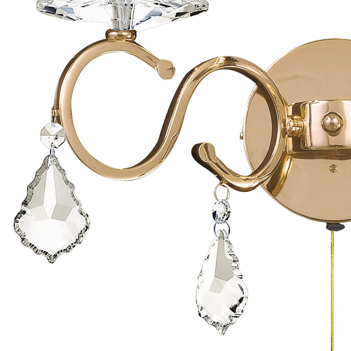Torino 2 Light Crystal Wall Light With Switch - Gold