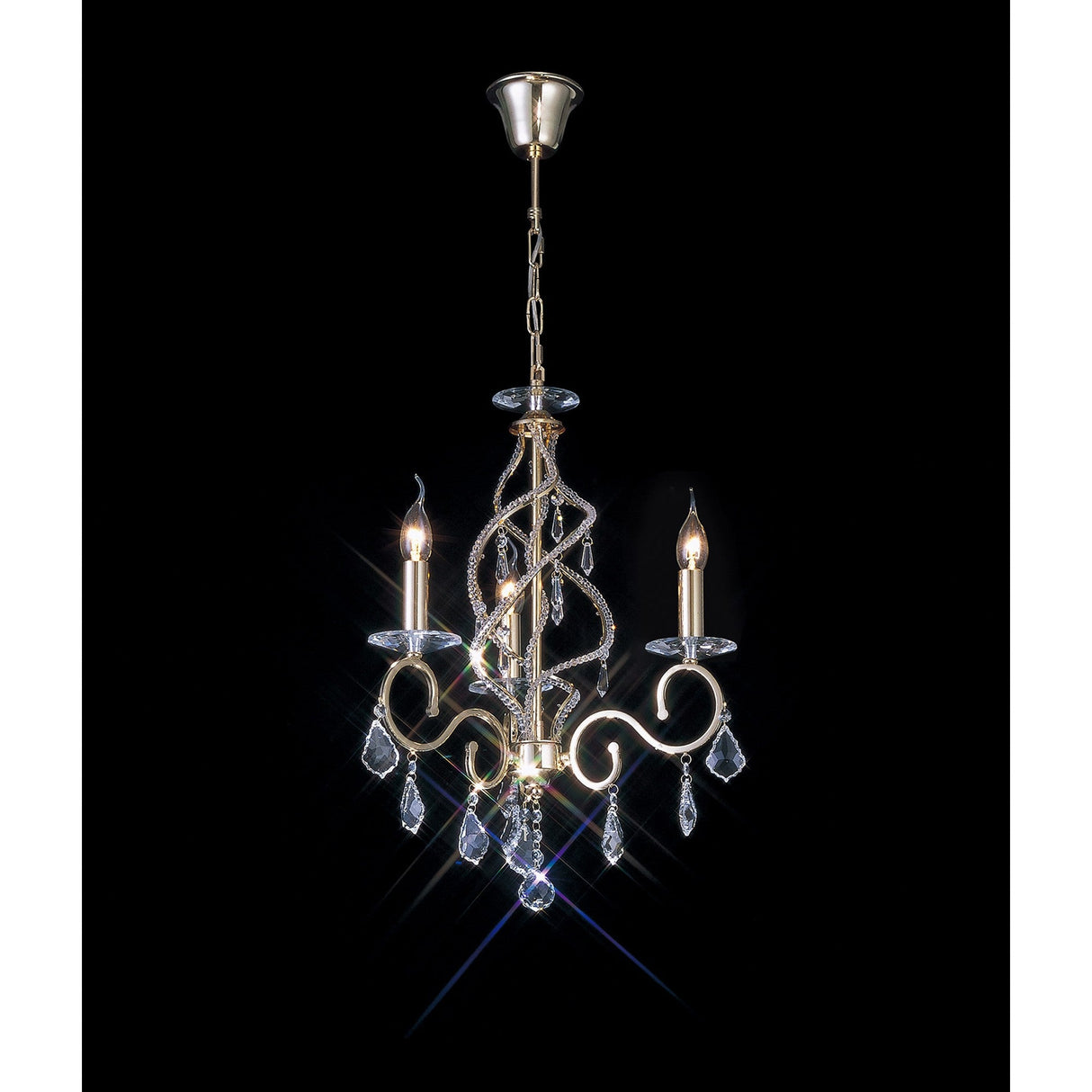 Torino 46cm 3 Light Crystal Chandelier - French Gold