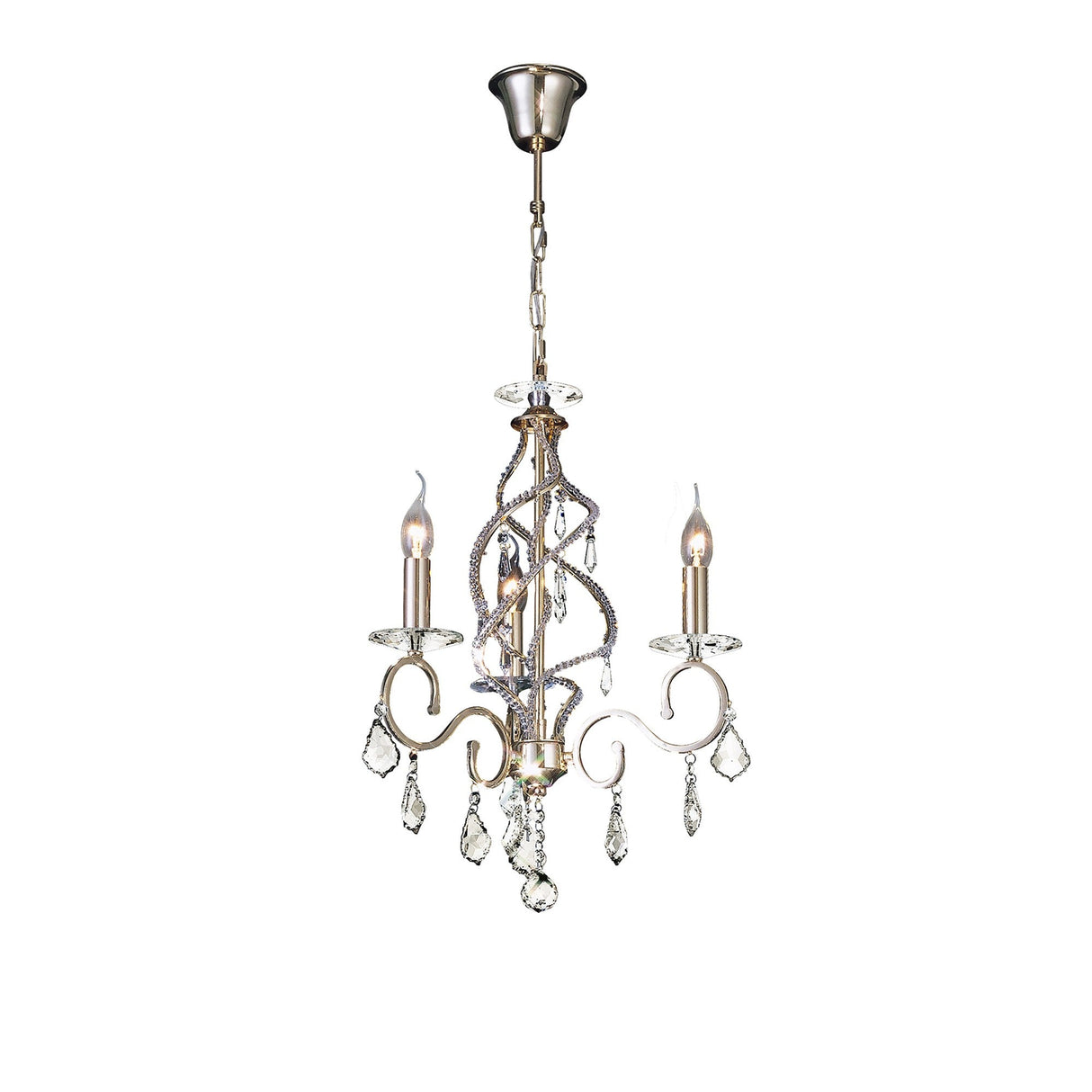 Torino 46cm 3 Light Crystal Chandelier - French Gold