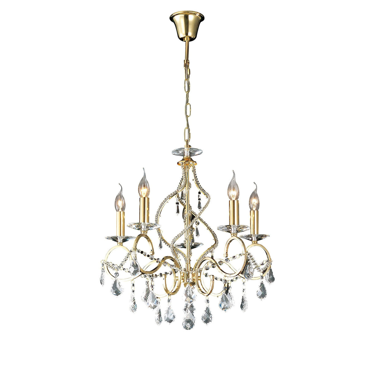 Torino 58cm 5 Light Crystal Chandelier - French Gold