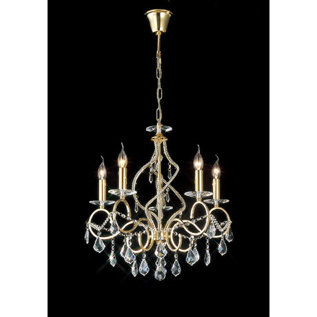 Torino 58cm 5 Light Crystal Chandelier - French Gold
