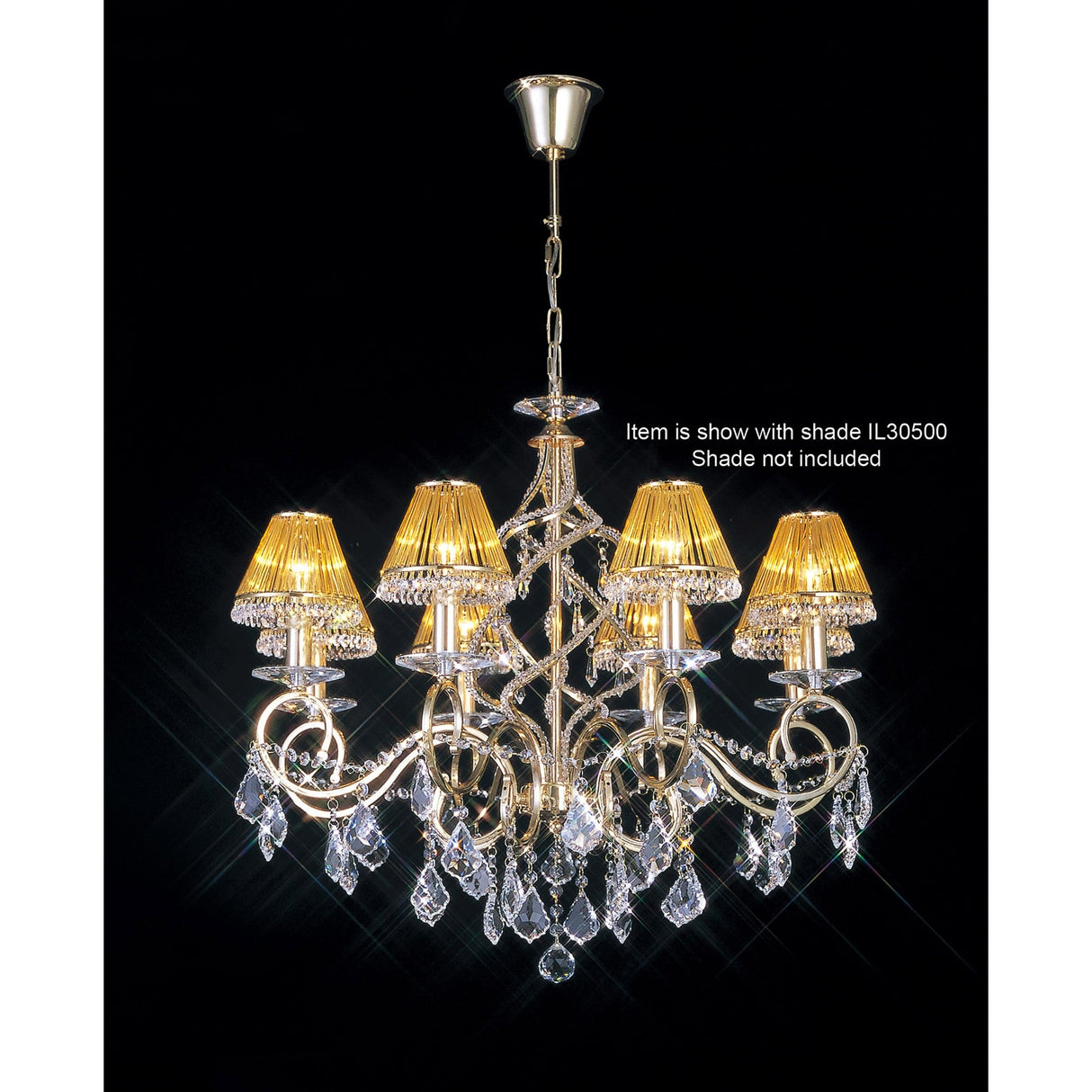 Torino 74cm 8 Light Crystal Chandelier - French Gold