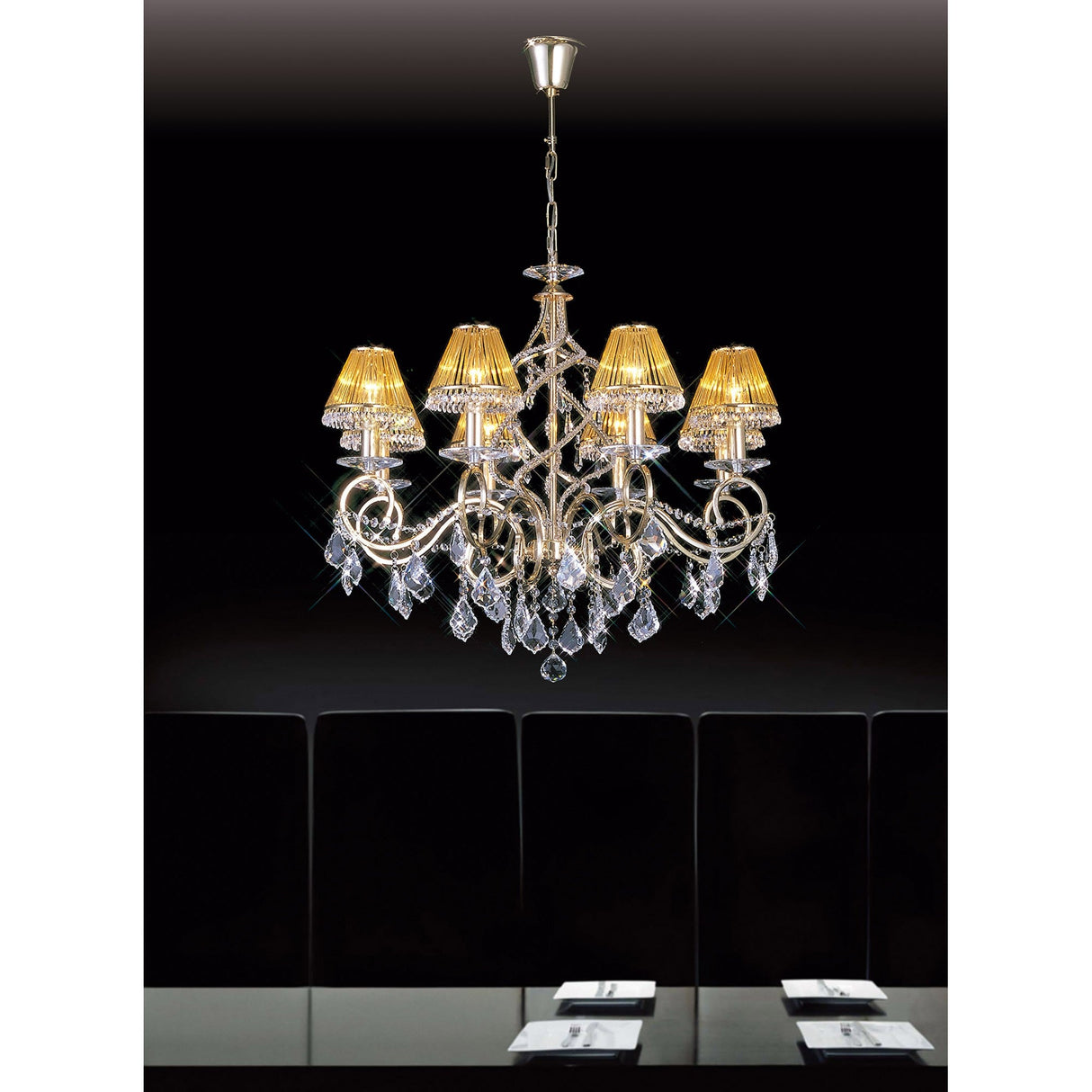 Torino 74cm 8 Light Crystal Chandelier - French Gold