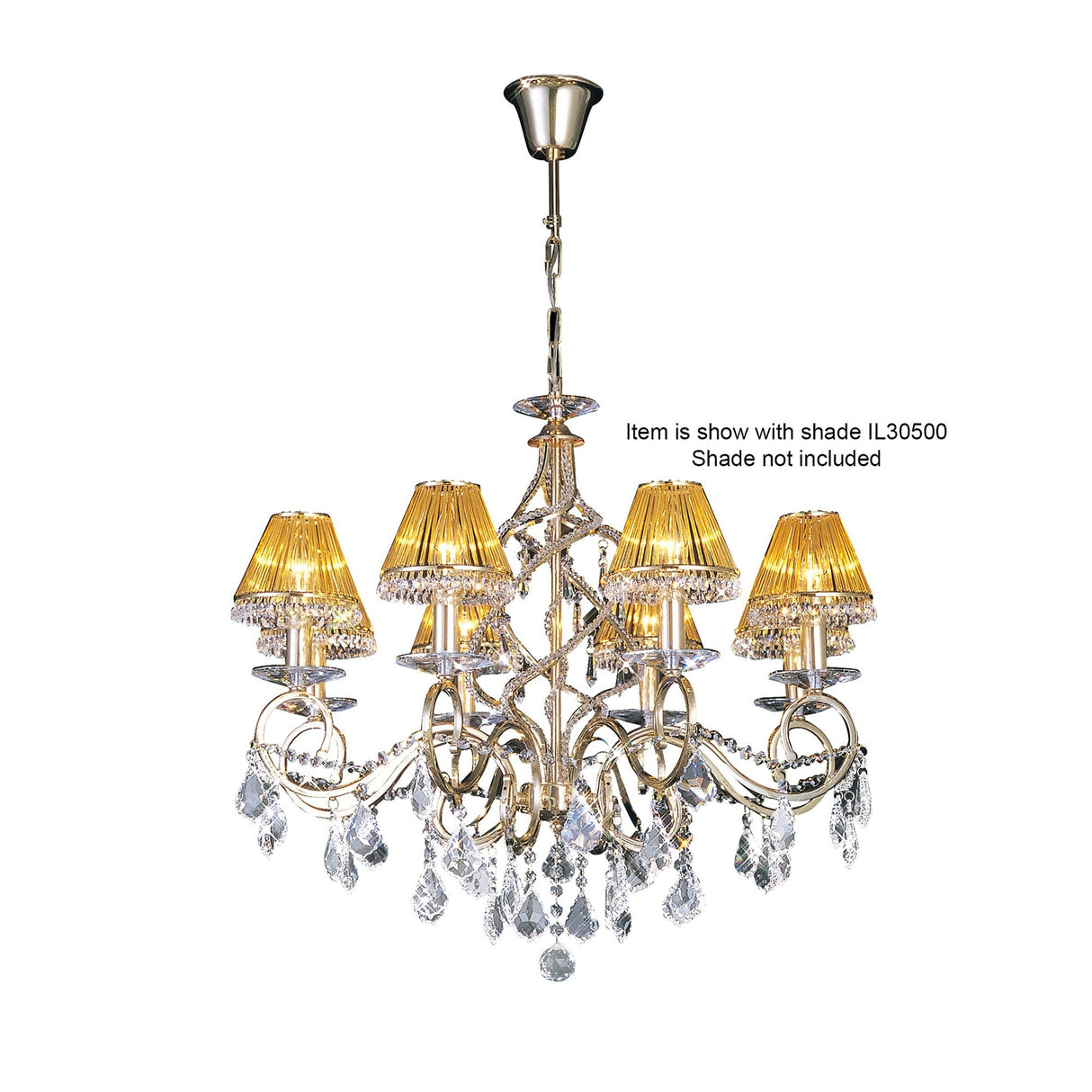 Torino 74cm 8 Light Crystal Chandelier - French Gold