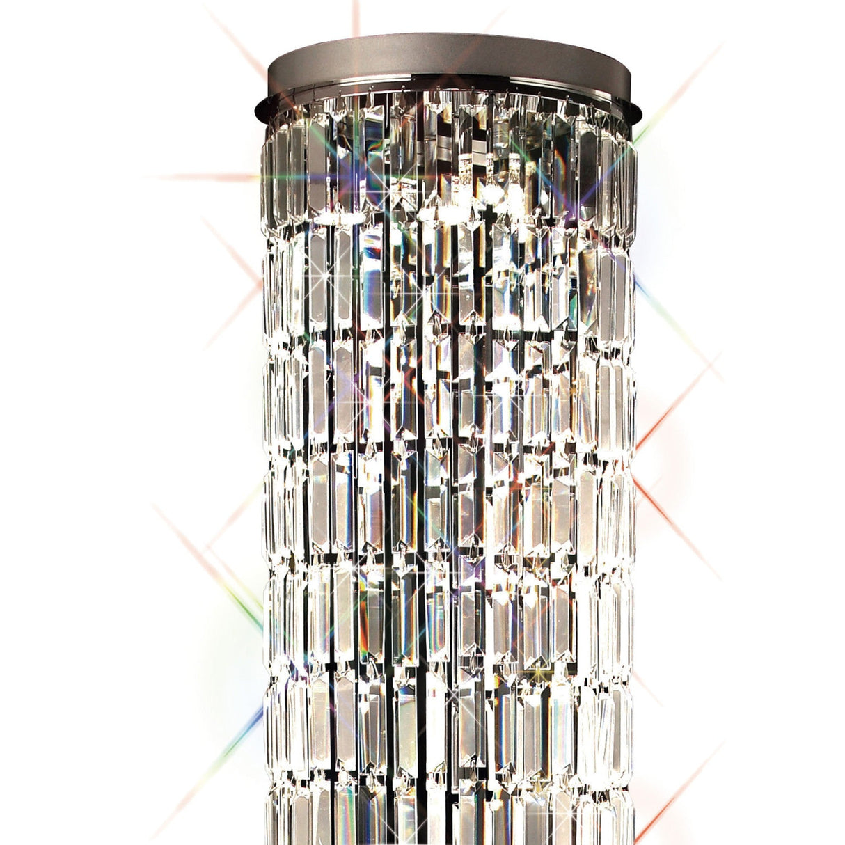 Torre 30cm Mirror Plates 4 Light Crystal Flush Chandelier - Chrome