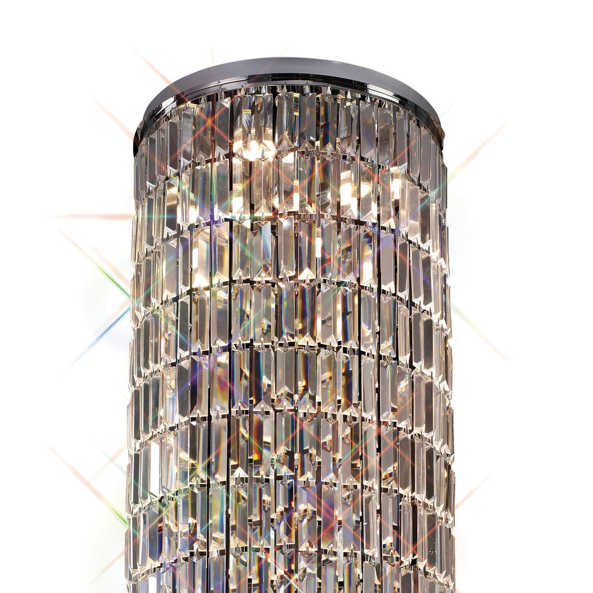 Torre 40cm Mirror Plates 5 Light Crystal Flush Chandelier - Chrome