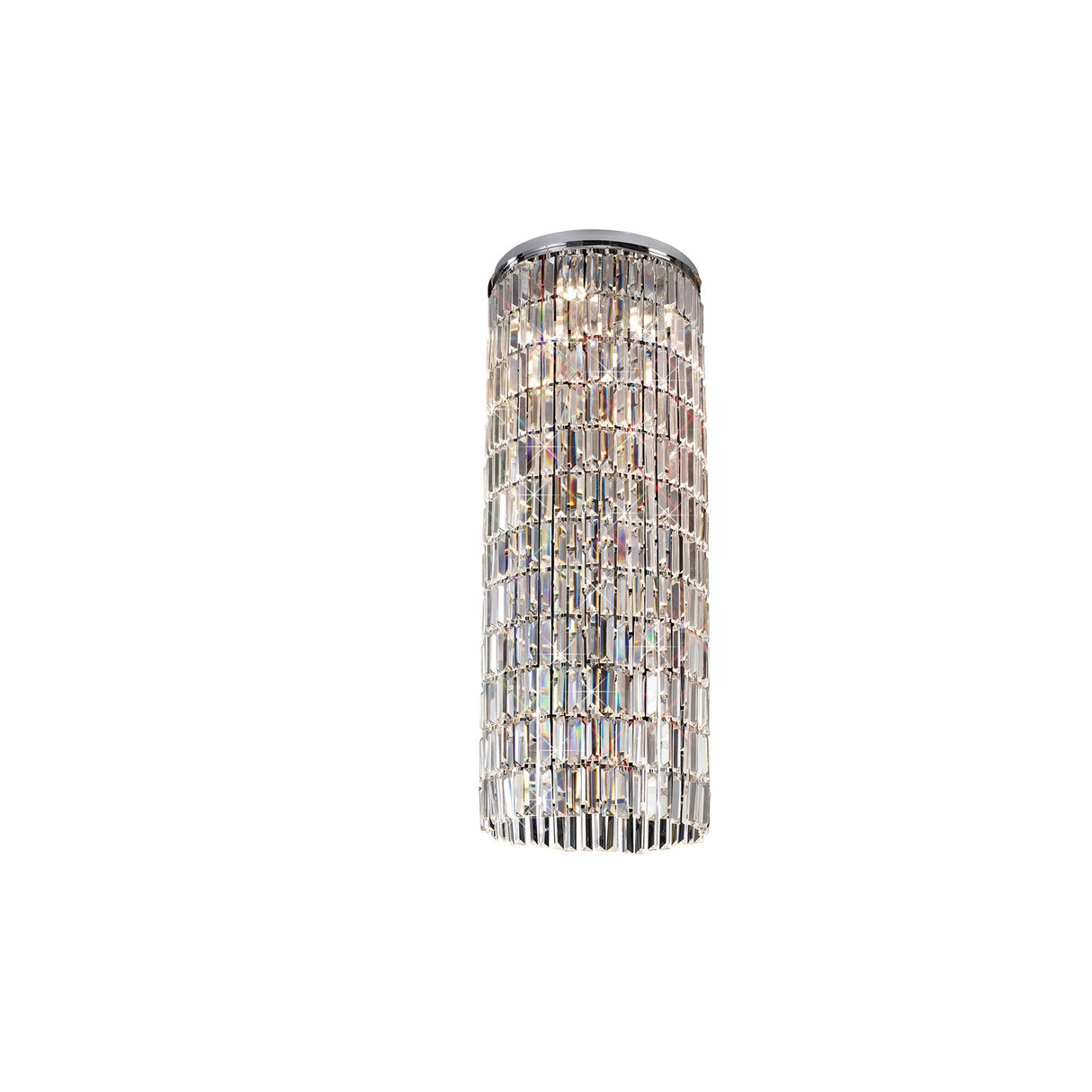 Torre 40cm Mirror Plates 5 Light Crystal Flush Chandelier - Chrome
