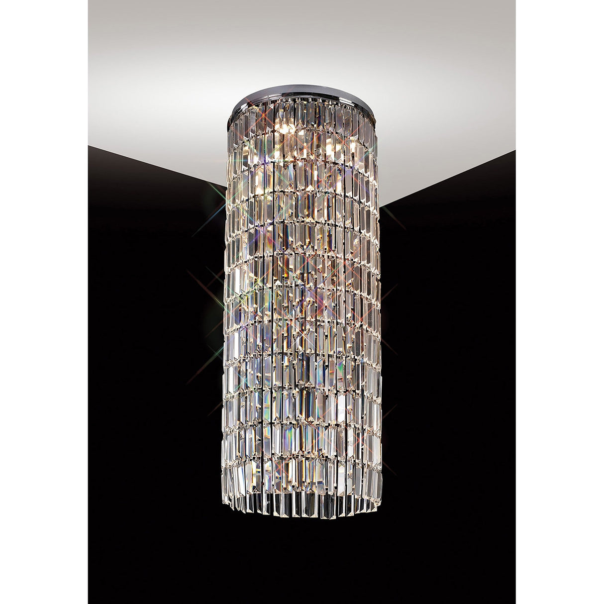Torre 40cm Mirror Plates 5 Light Crystal Flush Chandelier - Chrome