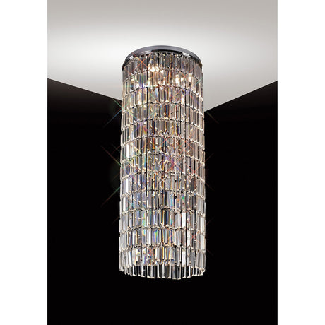Torre 40cm Mirror Plates 5 Light Crystal Flush Chandelier - Chrome