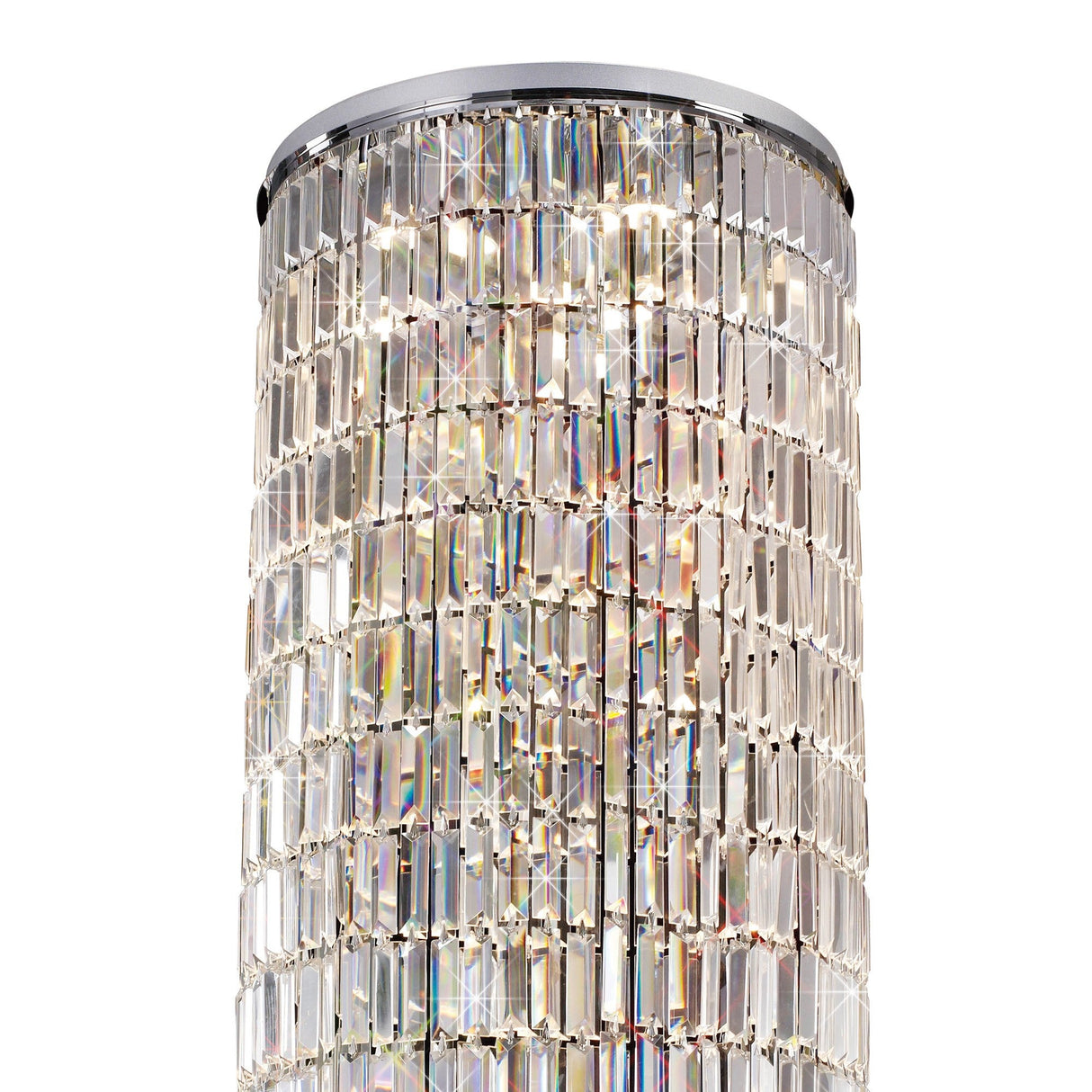 Torre 50cm Mirror Plates 6 Light Crystal Flush Chandelier - Chrome